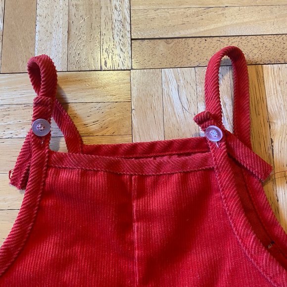 Vintage 80s Toddler Orange/Red and Plaid corduroy romper, Kids Onesie Jumper - Picture 7 of 7